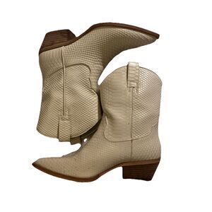 Shu Shop Zouzou Women’s White Western Cowboy Boots Faux Snakeskin Size 9